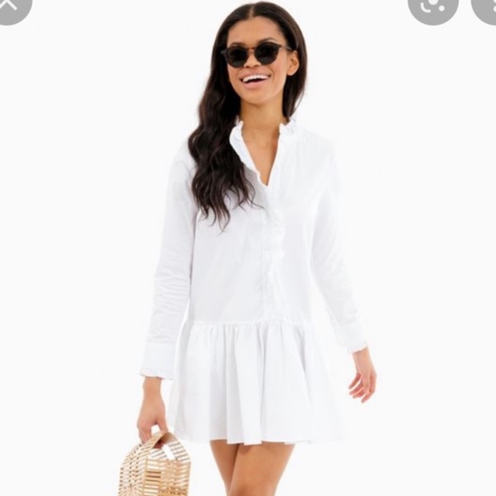 Tuckernuck Sugar Lips White Ruffle Hem Dress
